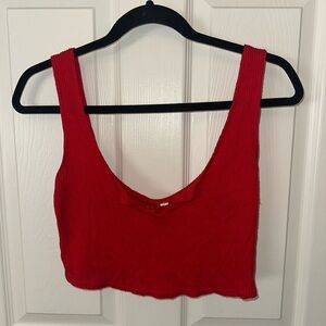 PacSun Red Fitted Crop Tank Top